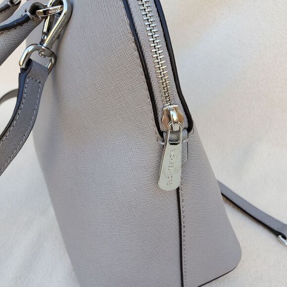 Michael Kors Gray Saffiano Leather Crossbody Satchel - Picture 8 of 17
